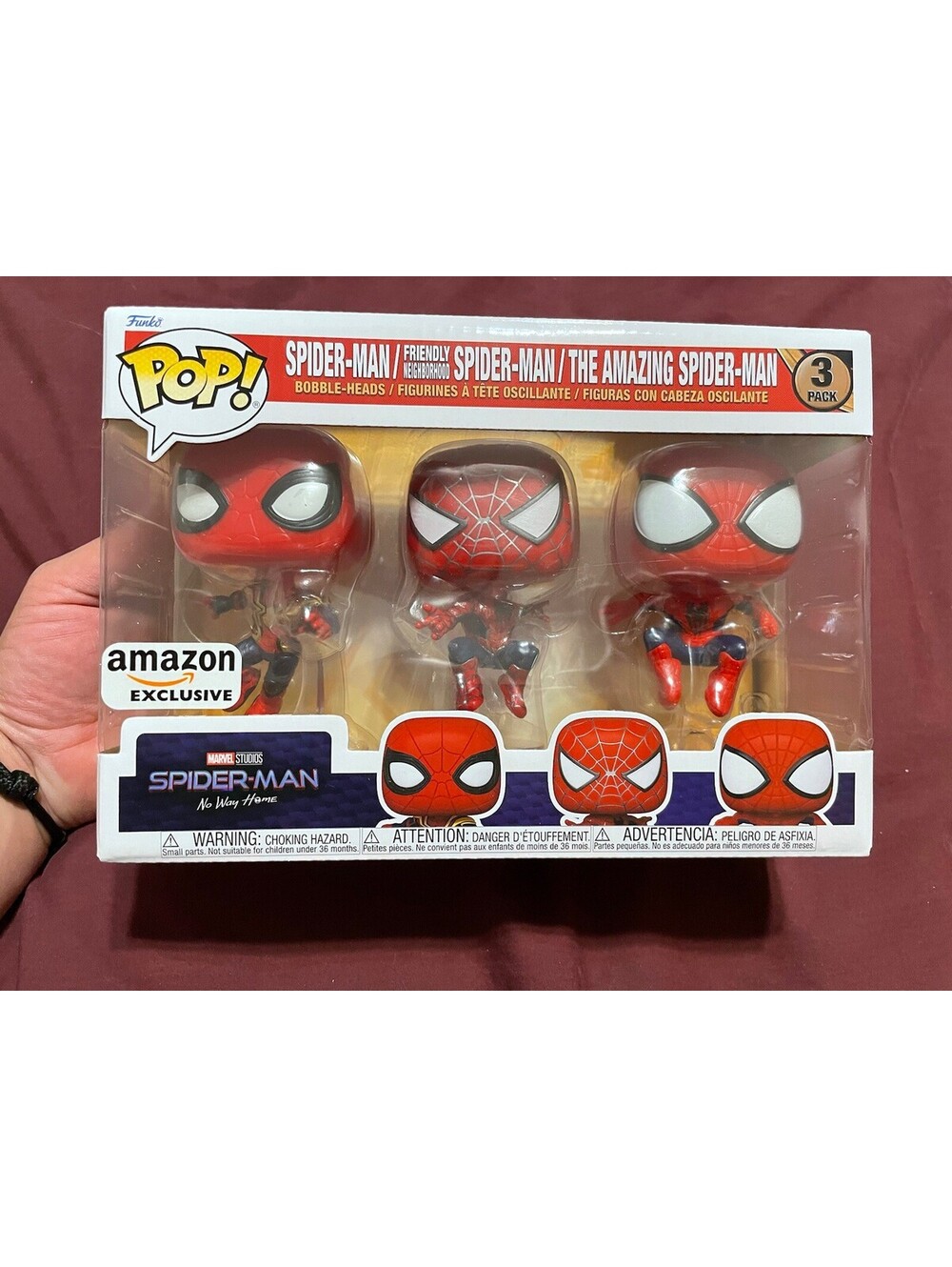 Funko Pop Marvel Studios Spider-Man No Way Home 3 Pack Amazon Exclusive Set